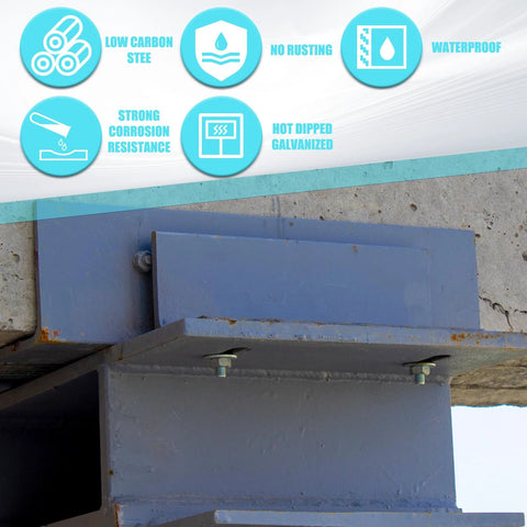 J Bolt With Nut 3/8 Inch 16 Coarse Thread 5 Inch Galvanized Steel Concrete Anchors installed on a concrete pad.