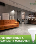 Modern living room illuminated by 8 Pack BR40 LED Flood Light Bulbs 3000K Soft White 90 CRI Dimmable UL Listed