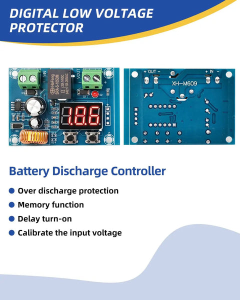 12V To 36V DC Voltage Protection Module Pack Of 2 With Digital Low Voltage Protector circuit board front view