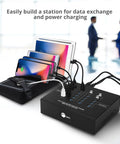 Heavy Duty Industrial USB 3.0 Hub With 20 Ports Delivers Slap 5Gbps Transfer Speeds And Badass 200W Charging Station with devices connected.