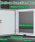 Wall Mounted Electrical Junction Box Lockable Steel Enclosure All Weather And Dustproof Outdoor And Indoor Distribution Box With Outlet Hole 31.5 W X 39.38 H X 9.83 D Tough As Nails Heavy Duty Metal Housing, open door view