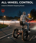 Beast Mode 750W Peak Fat Tire Electric Tricycle For Adults With Folding 20X4 Fat Tires, 48V 13Ah Battery, 50 Mile Range In PAS, UL Certified, Front And Rear Baskets, Differential, Ultra White rider on fat-tire electric tricycle at night