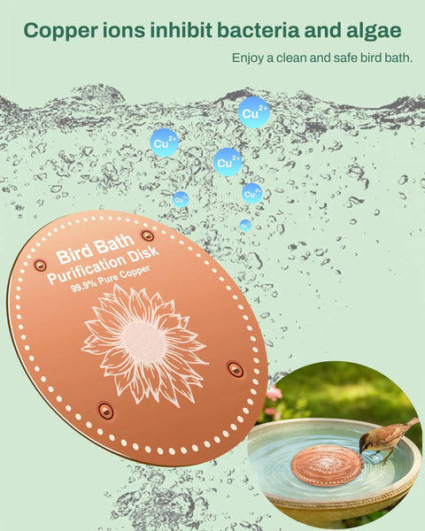 Pure Copper Bird Bath Purification Disk For Outdoor Winter Solar Power Water Fountain No Chemicals No Rust Bird Health Boost Hummingbird Bee Bath Window Feeder Stand Nectar Pole Hanging Birdhouse Accessories