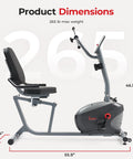 Dope Magnetic Recumbent Bike With Hand Cycle For Full Body Workout Adjustable Resistance showing dimensions and weight limit