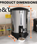 Commercial Coffee Urn 110-Cup 16L Fast Brew Stainless Steel Hot Beverage Dispenser With Temperature Display And Thermometer