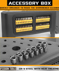 84 Piece Magnetic Screwdriver Set With Quick Store Rack And Tray for DIYers, close-up of bits and sockets on tray