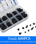 400Pcs Computer Screws And Standoffs Kit For Universal Motherboard HDD SSD Hard Drive Fan Power Supply Graphics Card And PC Case Mounts For DIY PC Build And Repair in transparent compartment box