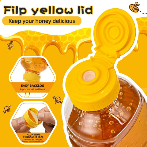 No Drip Honey Bottle Set For Easy Pouring 16 Oz Refillable Food Grade Containers With Leak Proof Flip Top Caps close-up