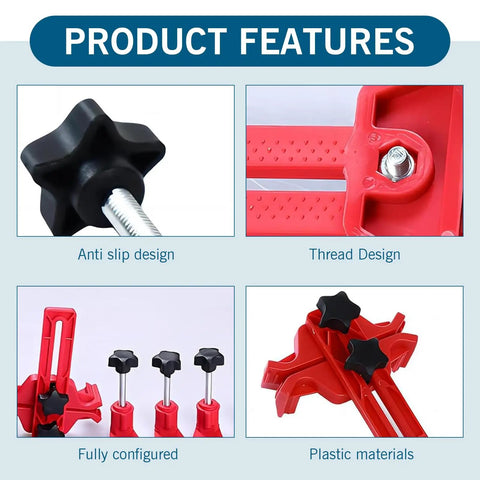 Heavy Duty 9 Piece Camshaft Timing Tool Set With Slick Anti Slip Grip And Smooth Thread Lock Universal Sprocket Retainer features anti-slip grips and thread design.