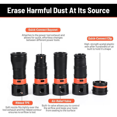Upgraded 7 Pcs Dust Collection Hose Adapter Kit With Rotating Clamps For Shop Vac System compatible with different power tools.
