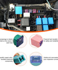 Top Shelf Road Ready Square Auto Fuses 10 Piece Assorted Kit showing fuses in a vehicle's fuse box for safety and reliability.