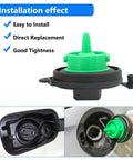 Porsche Cayenne Gas Cap Replacement 95820124131 Bolt On Easy Install Premium Quality in green and black shown installed and close-up