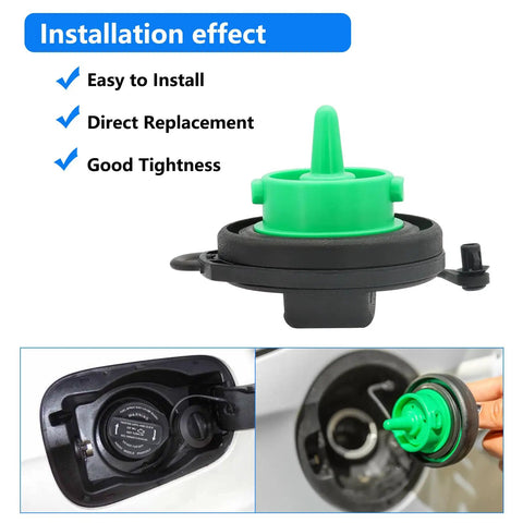 Porsche Cayenne Gas Cap Replacement 95820124131 Bolt On Easy Install Premium Quality in green and black shown installed and close-up