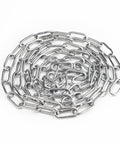 Stainless Steel Chain 2.5mm 3M Grab And Go Light Duty Utility Chain rolled on a white background