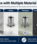 304 Stainless Steel M6 Rivet Nuts And Button Head Bolts 1 Inch Go To Marine Automotive And Outdoor Projects With Washers Rust Proof And Corrosion Resistant Heavy Duty Hardware on sheet metal, plastic, fiberglass, and composite materials
