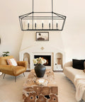 Black Farmhouse Chandelier With Five Lights For Kitchen Island And Dining Room Industrial Height Adjustable Hanging Pendant Lights