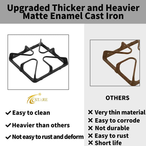 Heavy Duty Cast Iron Burner Grate Replacement Set For Gas Range Four Piece Stove Surface Top Grates Easy To Clean