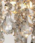 Close-up of beaded crystals on Modern Crystal Drum Chandelier With Six Beaded Crystals, 14.9 Inch Ring Pendant Ceiling Light