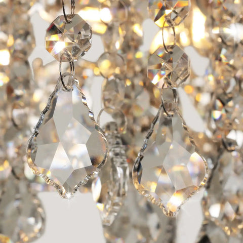 Close-up of beaded crystals on Modern Crystal Drum Chandelier With Six Beaded Crystals, 14.9 Inch Ring Pendant Ceiling Light