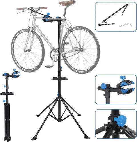 Adjustable 42.5 To 74 Inch Bike Repair Stand Portable Foldable Bicycle Workshop Rack for Home and Shop with 66 lb capacity, stable frame