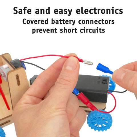 Motorized Fan Powered STEM Racers Kit For Ages 8 And Up Build And Race 10 Cars Hands On Learning For STEM Club And After School Learn How Battery Power Turns Into Thrust Speed And Fun, covered battery connectors