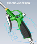 Long Reach Extendable 19 To 28 Inch Air Nozzle Blow Gun With High Pressure Output Rubber Grip Handle ergonomic design