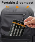 Person placing All In One RC Hex Key Driver Set With Magnetic Tips in a backpack pocket