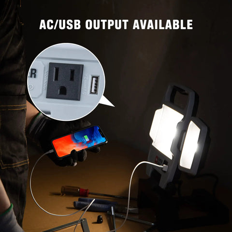 Heavy Duty 50W LED Work Light With Three Head Stand Portable Corded For Construction Site And Garage Bright 5000 Lumen