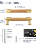Dimensions of Modern Mid Century Brass And Wood Cabinet Pulls 3 Inch Center To Center Four Pack Kitchen Drawer Handles