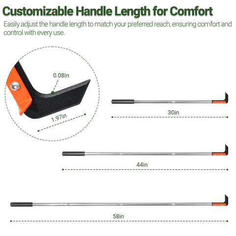 Long Reach Crack Weeder With Spring Steel L Shaped Blade And Adjustable Stainless Handle 58 Inch Weeding Tool handle sizes
