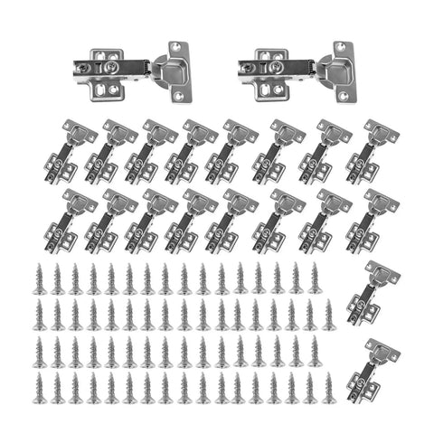 Stainless Steel Cabinet Hinges With Hydraulic Soft Close, Concealed Design, Rust Resistant, includes screws, 20 pack