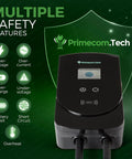 Beefy 50 Amp Level 2 EV Wall Charger Station 220 Volt With 30 Foot Cable features safety indicators and Primecom.Tech branding