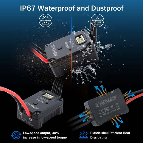 IP67 waterproof and dustproof 3500KV Outrunner Brushless Motor With 25A ESC For RC Crawlers One Eighteenth And One Twenty Fourth Scale