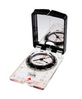 Advanced Mirror Compass For Pros And Serious Hikers With Metric UTM Scales And Inch Ruler showing low light readability and precision