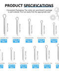 Complete 11 Size Cotter Pin Kit Made From Premium 304 Stainless Steel With 135 Pieces Split Pins for Repairs and DIY Projects