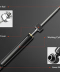 A-Premium rear shock absorber pair for BMW, side view showing piston rod, dust cover, and lower mount.