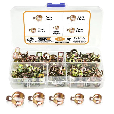 Grab This Awesome 75 Piece Manganese Steel Hose Clamp Set For Pipes And Cars With Adjustable Sizes From 6 To 10mm Perfect Low Pressure Clamping Solution. 75-piece hose clamp set in organizer, 6-10mm, manganese steel for pipes and cars