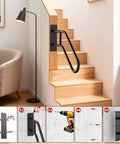Heavy Duty U Shaped Hand Rail For Outdoor Steps, Black Wall Mount Stair Support With No Sweat Install Kit, built tough for easy installation.