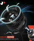 Front Hvac Heater Blower Motor With Fan Cage Assembly Straight Up Plug And Play Replacement For Nissan Leaf 2011 Through 2024 And Nv200, showing detailed motor design.