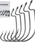 Bass Fishing Offset Worm Hooks Kit With Tackle Box, EWG Wide Gap Hooks For Texas Rig And Carolina Rig, 50 Pcs, Sizes 1/0 To 5/0