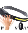 Rechargeable LED Headlamp With Motion Sensor, 1200 Lumens, 10 Hour Runtime, Waterproof Head Torch With 5 Clips And Case
