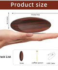 Hand holding High Precision Coffee Scale With Spoon 0.1g Increments 500g Capacity Rechargeable Digital Kitchen Scale, product size and pack list