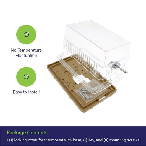 Locking Thermostat Cover for Home HVAC Clear Plastic Wall Mount with Key Lock Box for Temperature Control Prevent Tampering