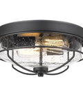12 Inch 2 Light Farmhouse Flush Mount Ceiling Light With Seeded Glass Shade In Sand Black Finish Close To Ceiling Fixture