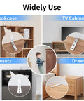 Heavy Duty Wall Mount Anti Tip Furniture Anchors To Keep Dressers And Bookcases Rock Solid And Secure Up To 400 Lbs on bookcases, TV cabinets, drawers, and closets.