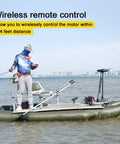 Workhorse 55 LBS Thrust Bow Mount Trolling Motor With Remote And Foot Pedal Quick Release Bracket Rock Solid For Freshwater And Saltwater Boats, remote control on fishing boat.