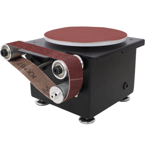 Heavy Duty Mini Belt Disc Sander And Bench Grinder, 2 In 1 Electric Spindle Sander Machine with sanding belt and disc, compact design.