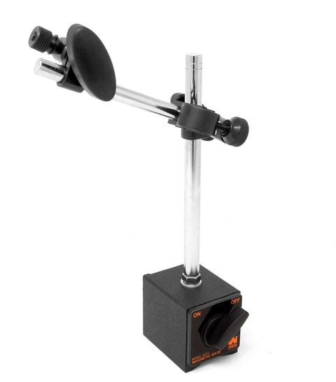 WEN 10711 magnetic base for dial indicators; chrome arm and black square base with on/off control