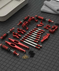 Check Out This Awesome Milageto Industrial RC Steering Linkage Kit With Metal Shock Absorbers for Wltoys 12429 in red finish.