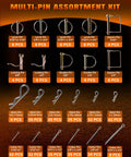 358 Piece Pin Set With Hitch Pins Lynch Pins PTO Pins For Tractors Trailers Trucks Mowers Snow Plows And Farm Equipment Heavy Duty Attachments For Secure Vibration Free Connections includes assorted zinc-plated steel pins